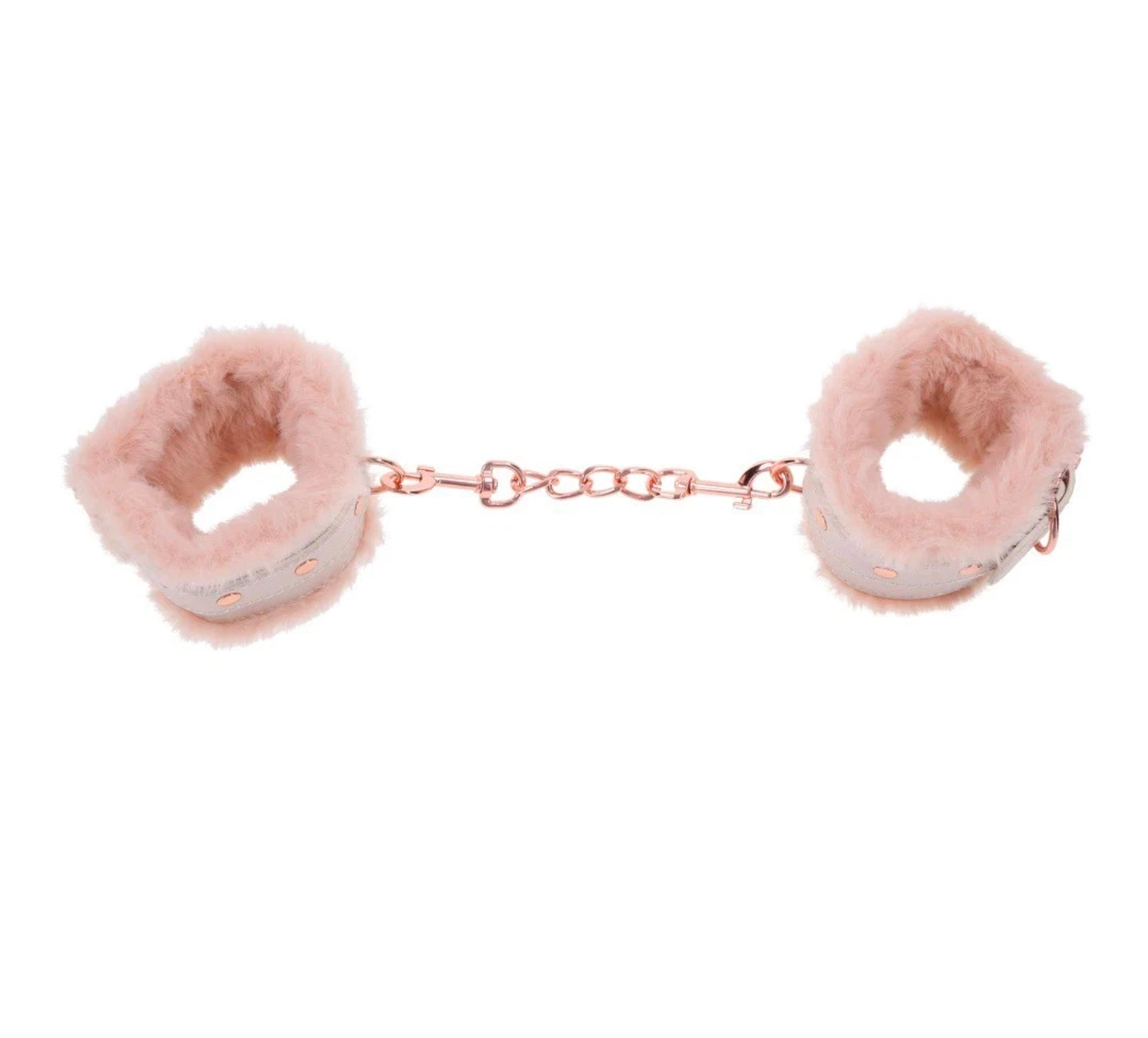 Sex & Mischief Peaches ’n Creme Fur Handcuffs Rose Gold Soft Faux Fur Restrain