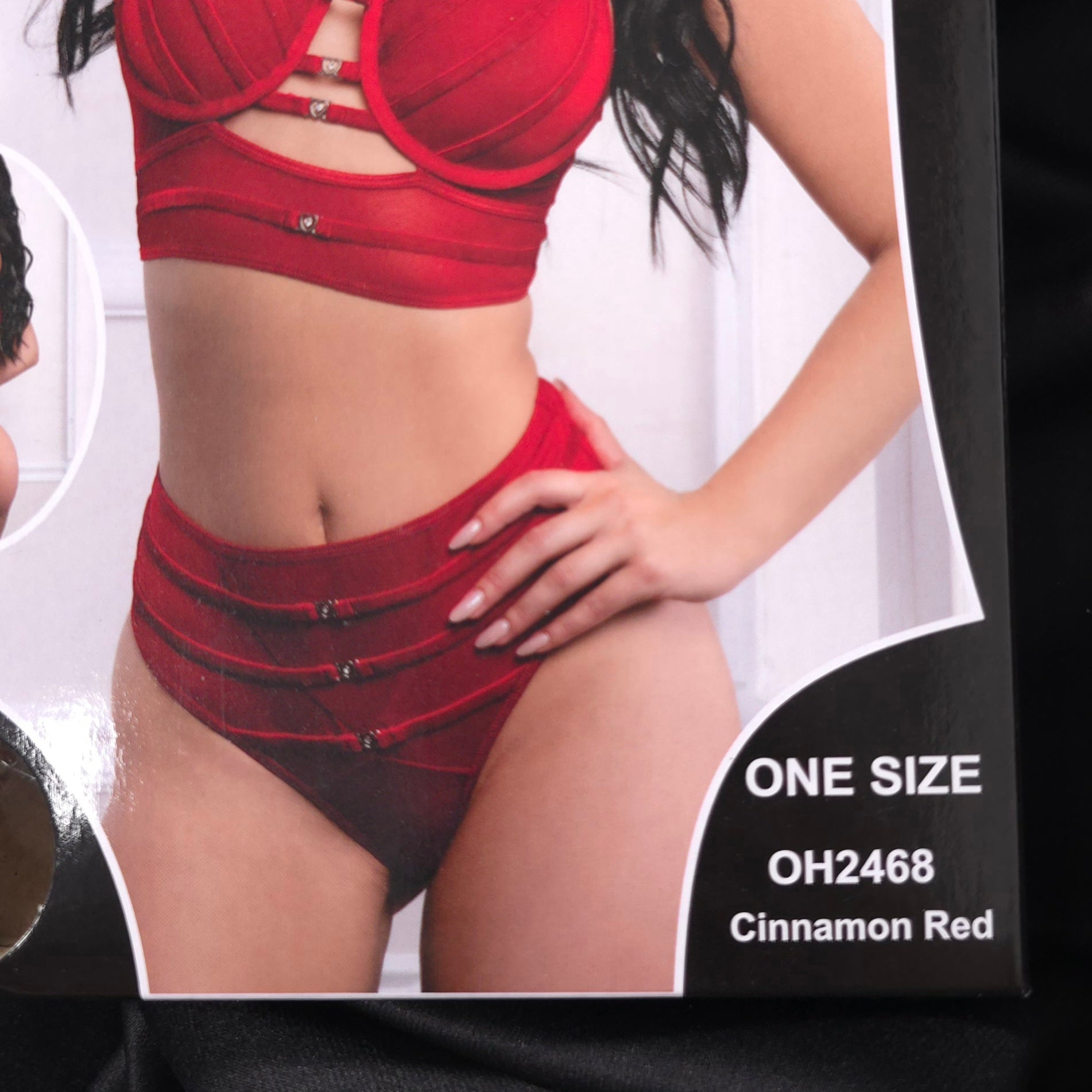 Cinnamon Red 2-Piece Satin Strap Bra & High-Waist Panty Lingerie Set