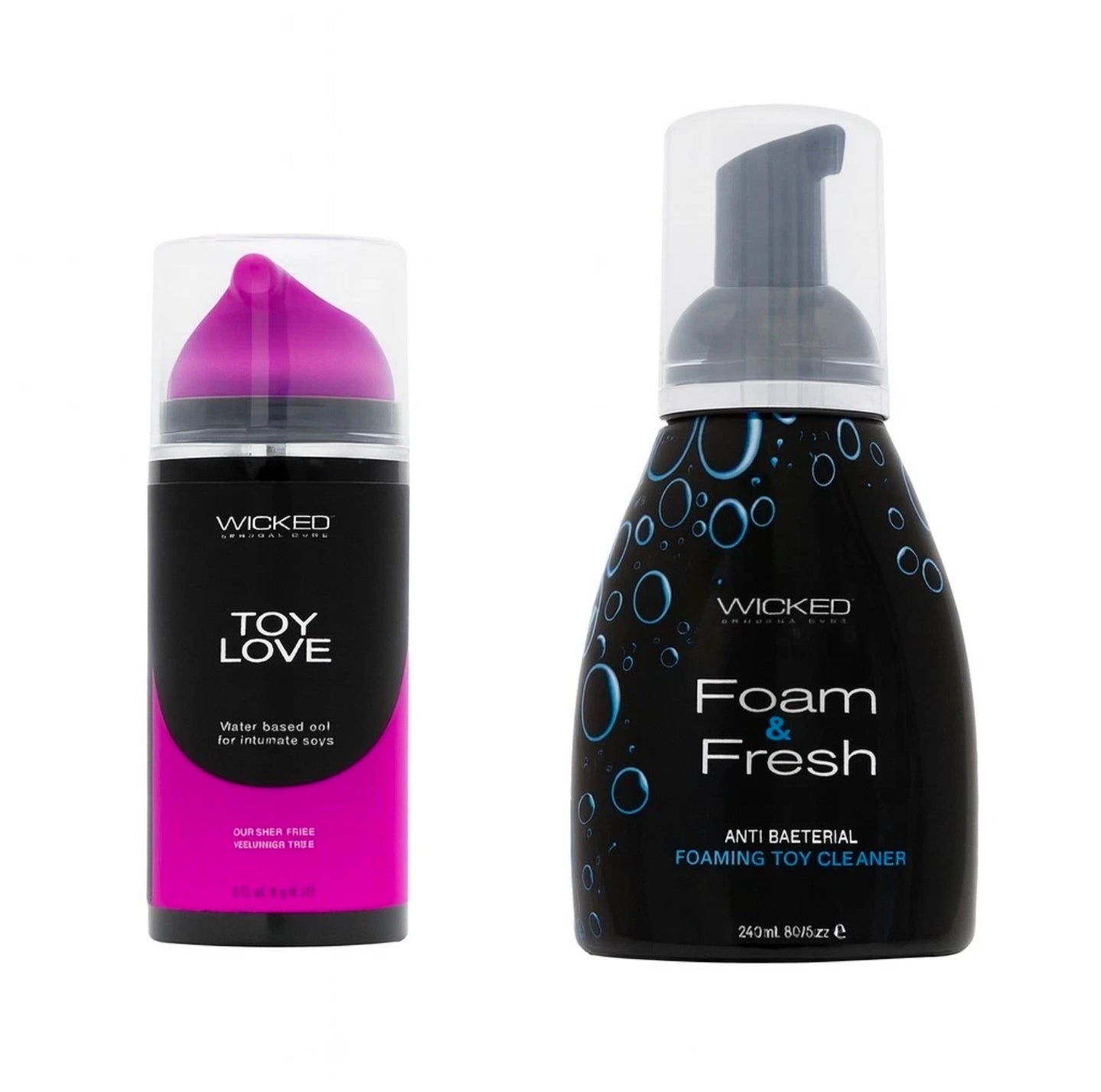 Wicked Toy Love Gel & Foam Fresh Cleaner Set 3.3oz + 8oz Vegan USA Bundle
