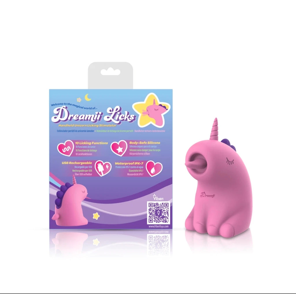 Dreamii Licks Unicorn Licking Stimulator – 10 Modes, USB Rechargeable, Pink