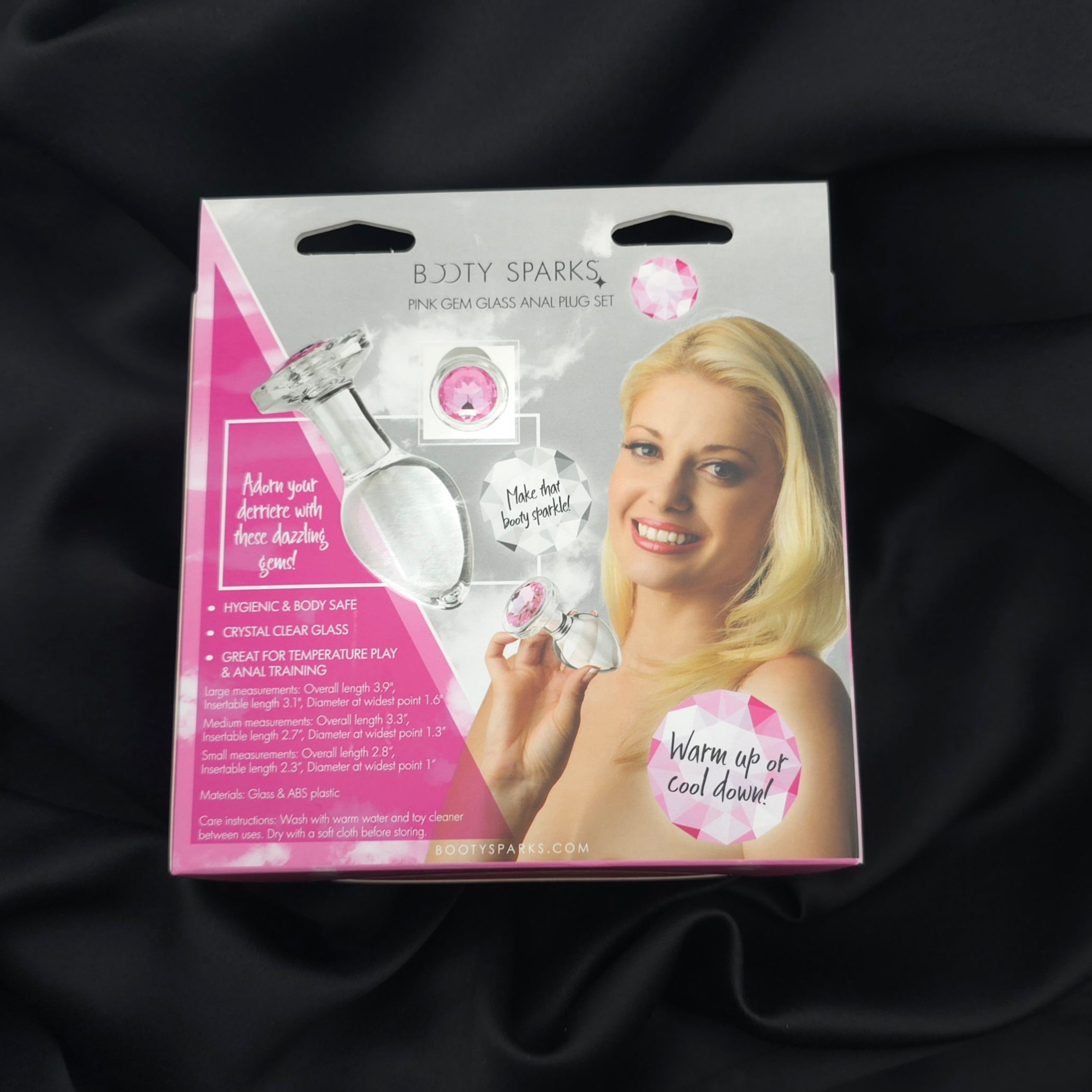 Booty Sparks Pink Gem Glass Plug Set – 3 Sizes Crystal Anal Plugs