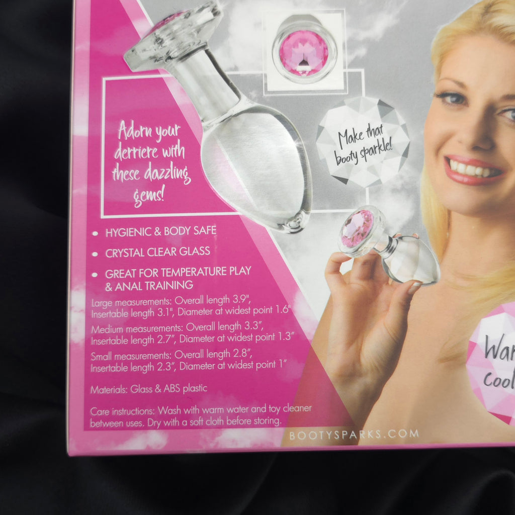 Booty Sparks Pink Gem Glass Plug Set – 3 Sizes Crystal Anal Plugs