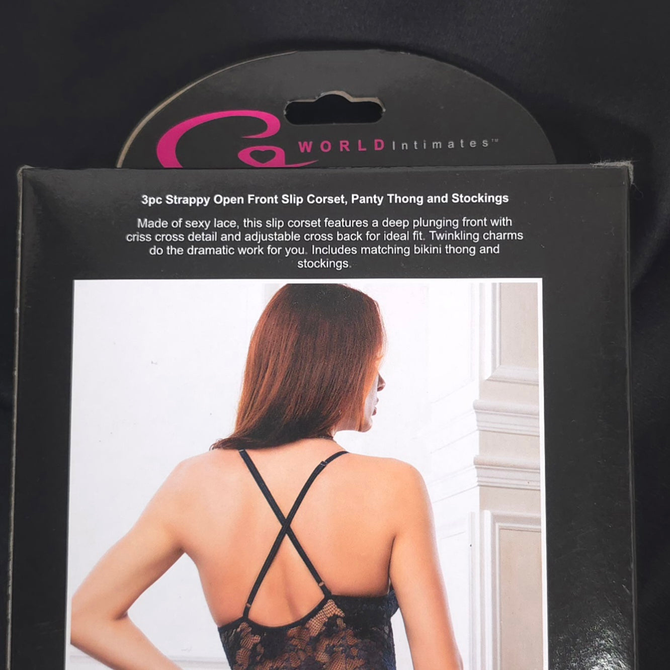 G World Intimates Floral Fishnet Bodysuit with Red Cuff Accessories – One Size
