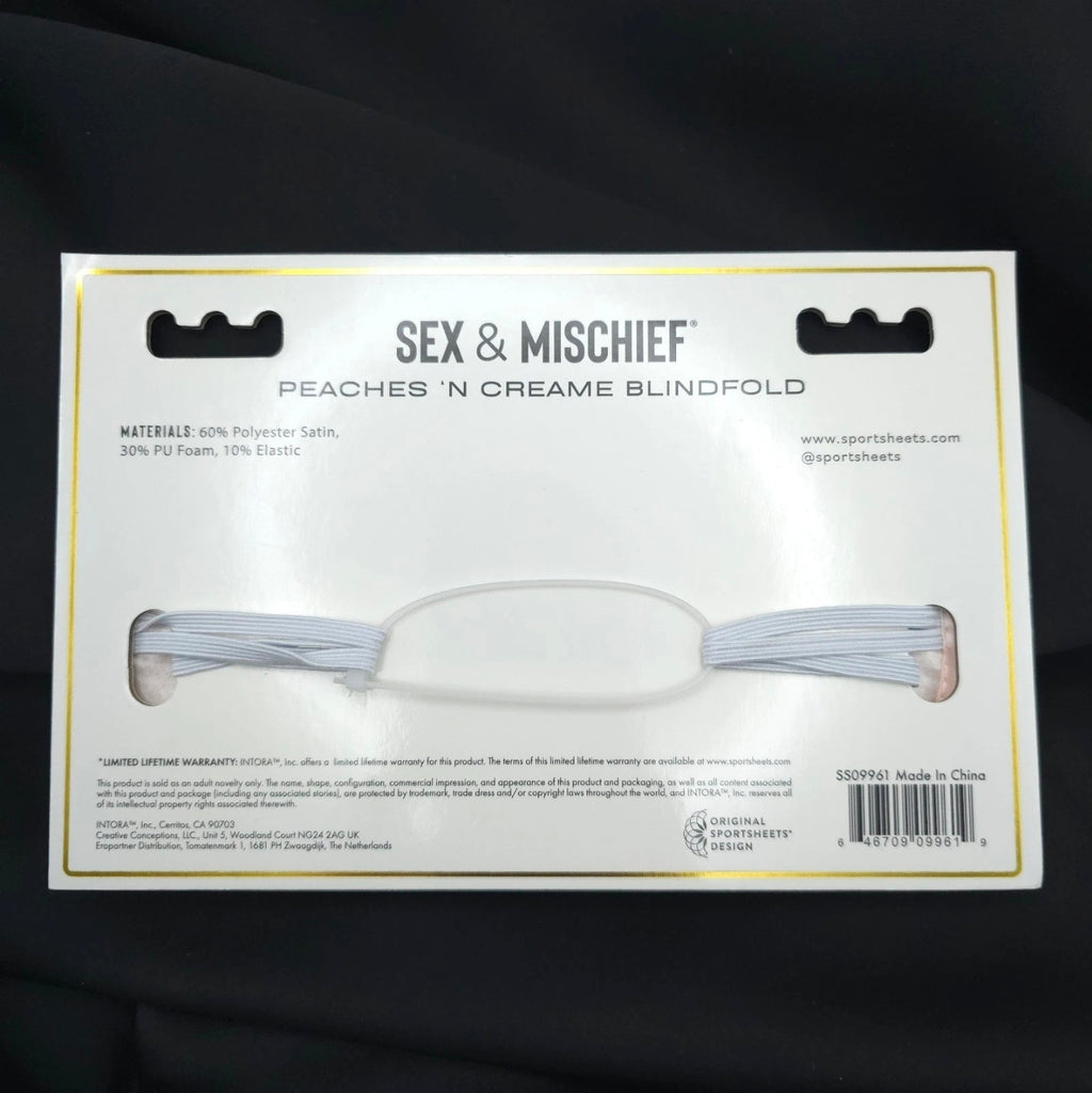Sex & Mischief Peaches ’n Creme Satin Blindfold Soft Padded Eye Mask Peach