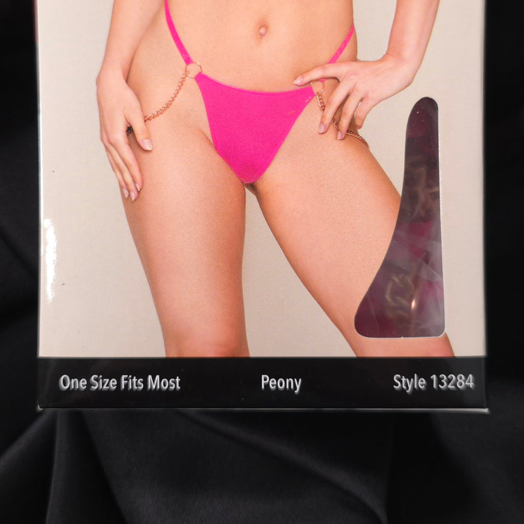 Dreamgirl Peony Open Cup Bra & G-String Set with Rose Gold Chain – One Size