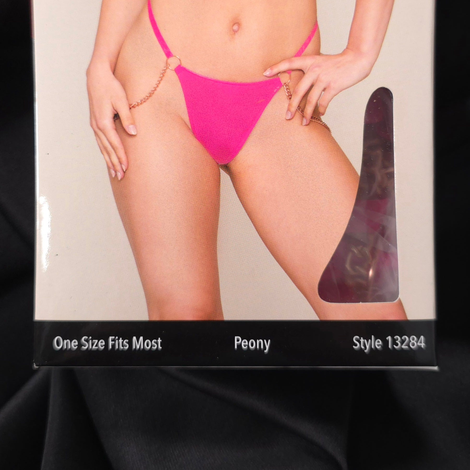 Dreamgirl Peony Open Cup Bra & G-String Set with Rose Gold Chain – One Size