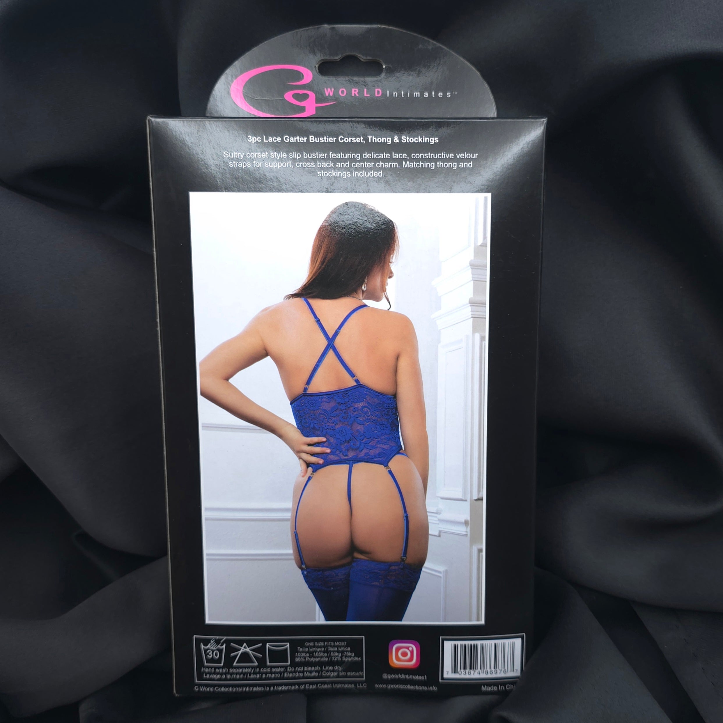 Princess Blue 3-Piece Lace Garter Bustier Set – Corset, Thong & Stockings | Sexy Lingerie for Women