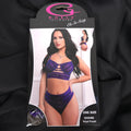 Royal Purple Satin Strappy Bra & High-Waist Panty Set – One Size