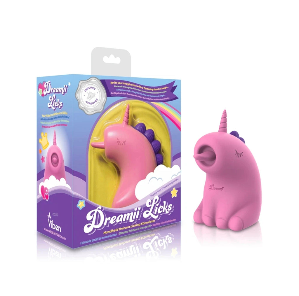 Dreamii Licks Unicorn Licking Stimulator – 10 Modes, USB Rechargeable, Pink