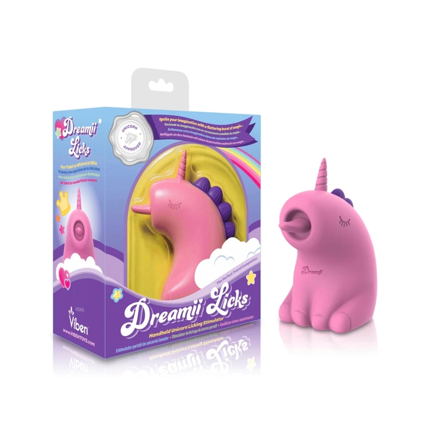 Dreamii Licks Unicorn Licking Stimulator – 10 Modes, USB Rechargeable, Pink