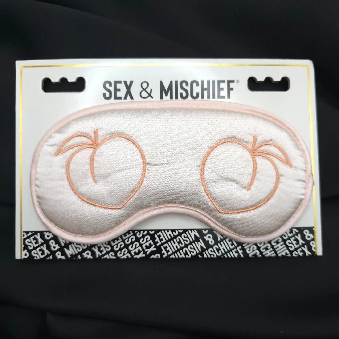 Sex & Mischief Peaches ’n Creme Satin Blindfold Soft Padded Eye Mask Peach
