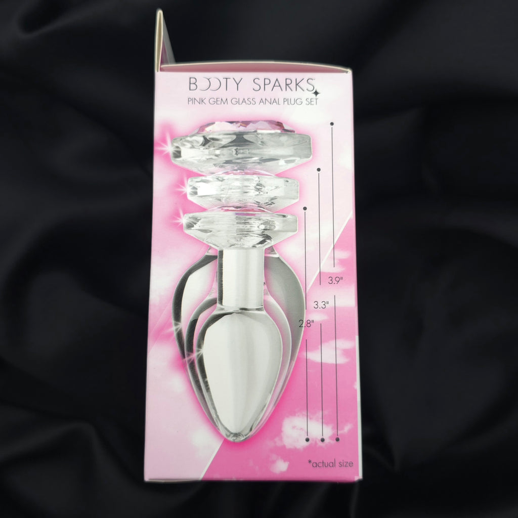Booty Sparks Pink Gem Glass Plug Set – 3 Sizes Crystal Anal Plugs