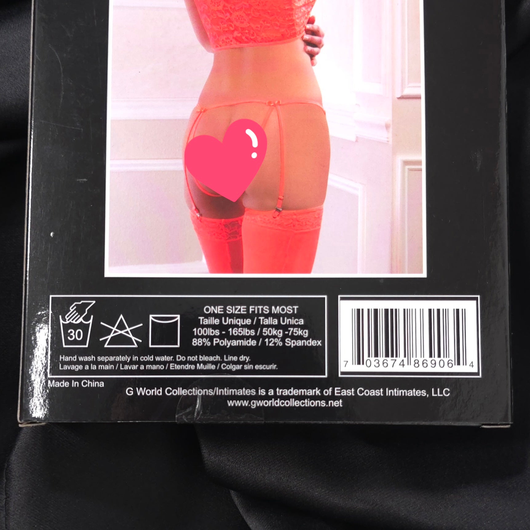 Neon Orange Lace Peek-A-Boo Bustier Set with Open-Crotch Garter Panty & Stockings